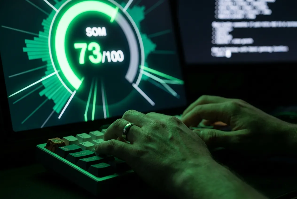 Interface de mesure du Score SOM et Share of Model dans les réponses IA